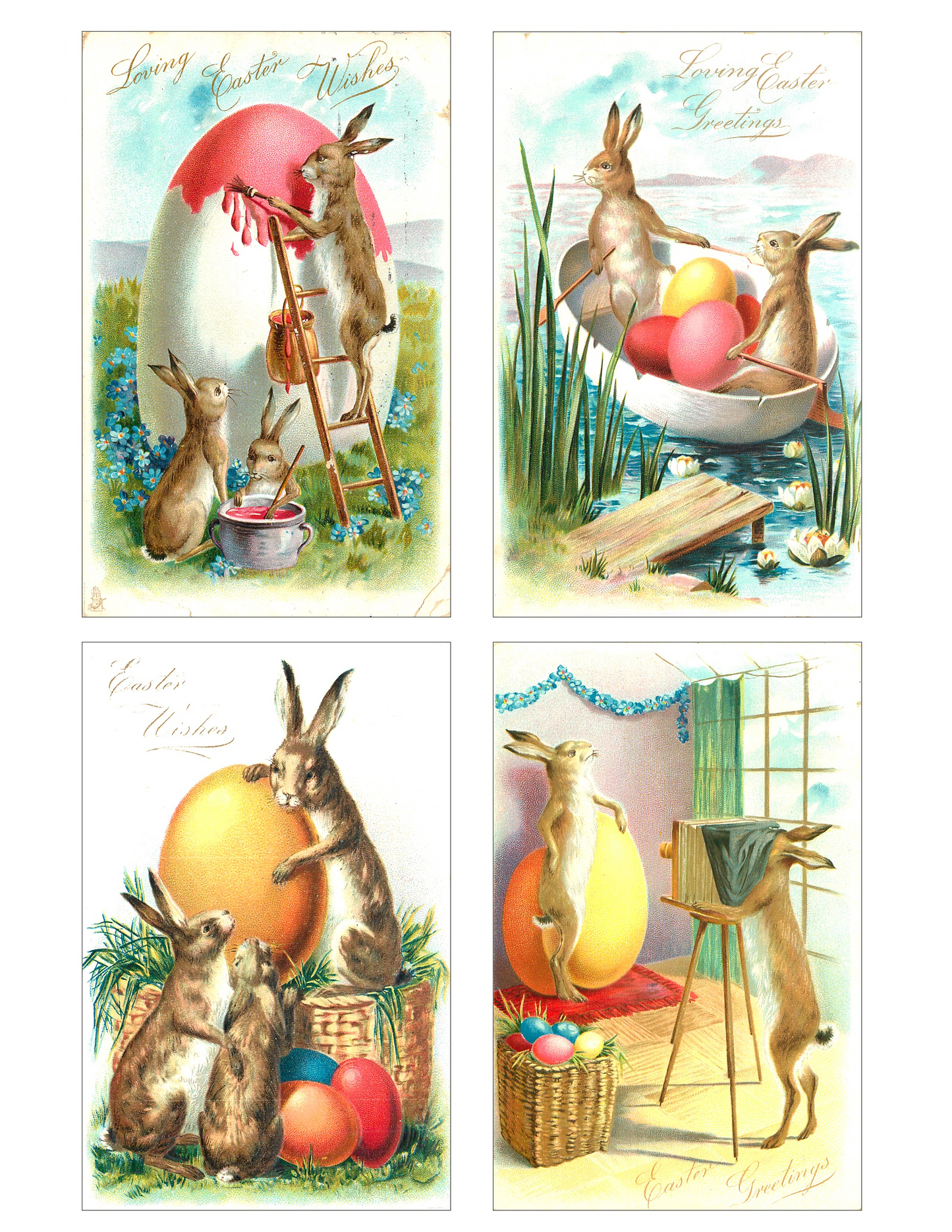 Victorian Easter Bunny Digital Cards