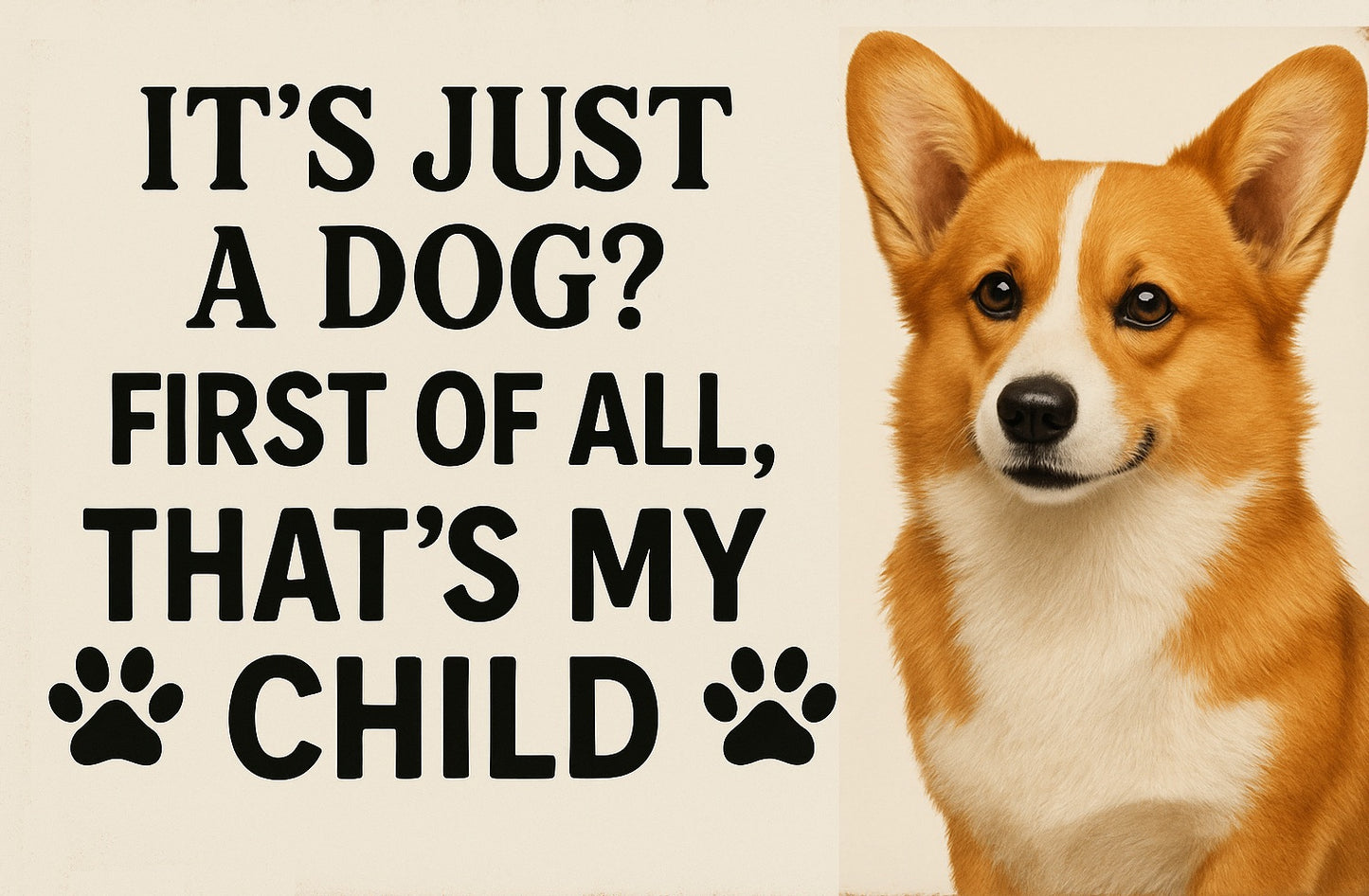 It's Just a Dog? That's My Child – Customizable Printable Pet Sign with Transparent PNG for Any Dog Breed | Funny Digital Wall Art Download