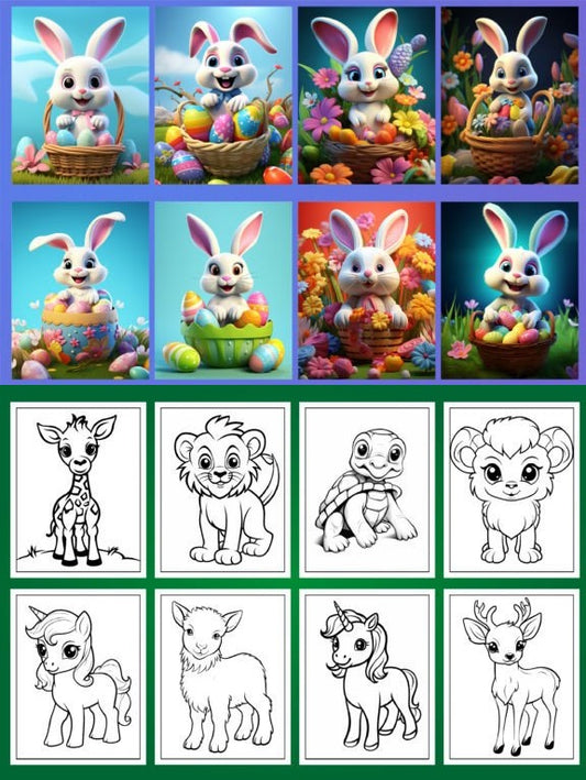 Cute Animal Happy Easter and Dot to Dot Easter Coloring Pages for Kids Massive Bundle of Child Activity Pages Keep Them Busy for HOURS!