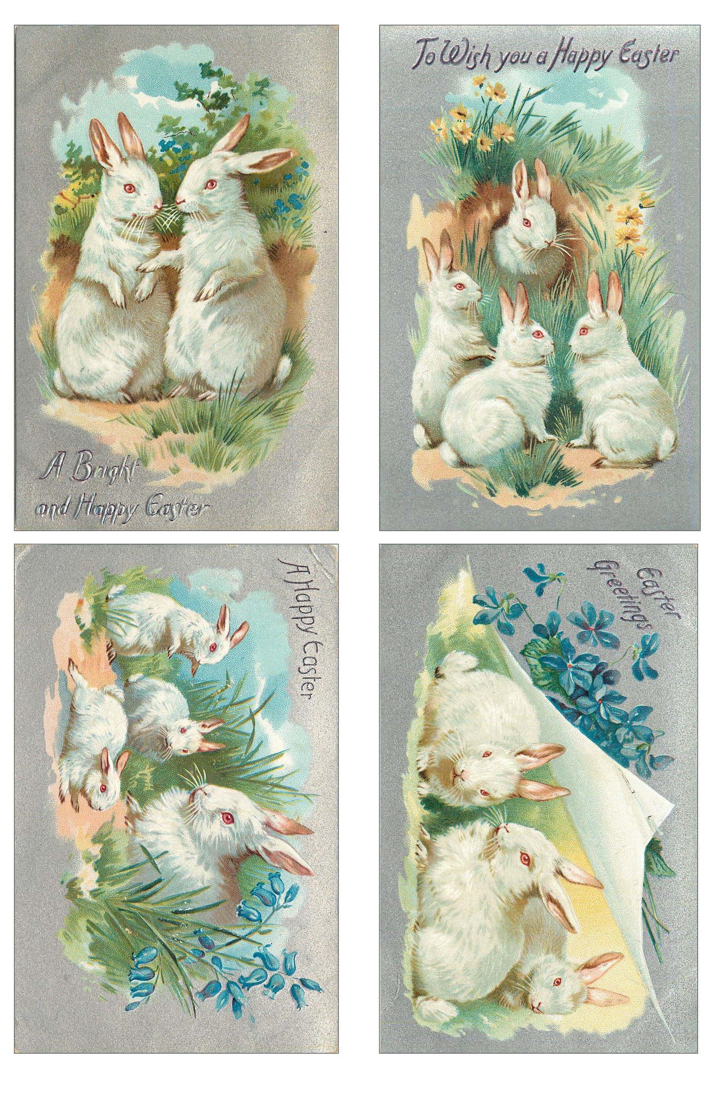 Vintage Victorian Easter Bunny Card Set Printable Retro Vintage Whimsical Ephemera Collage Elements Junk Journals, Decoupage & Scrapbooking