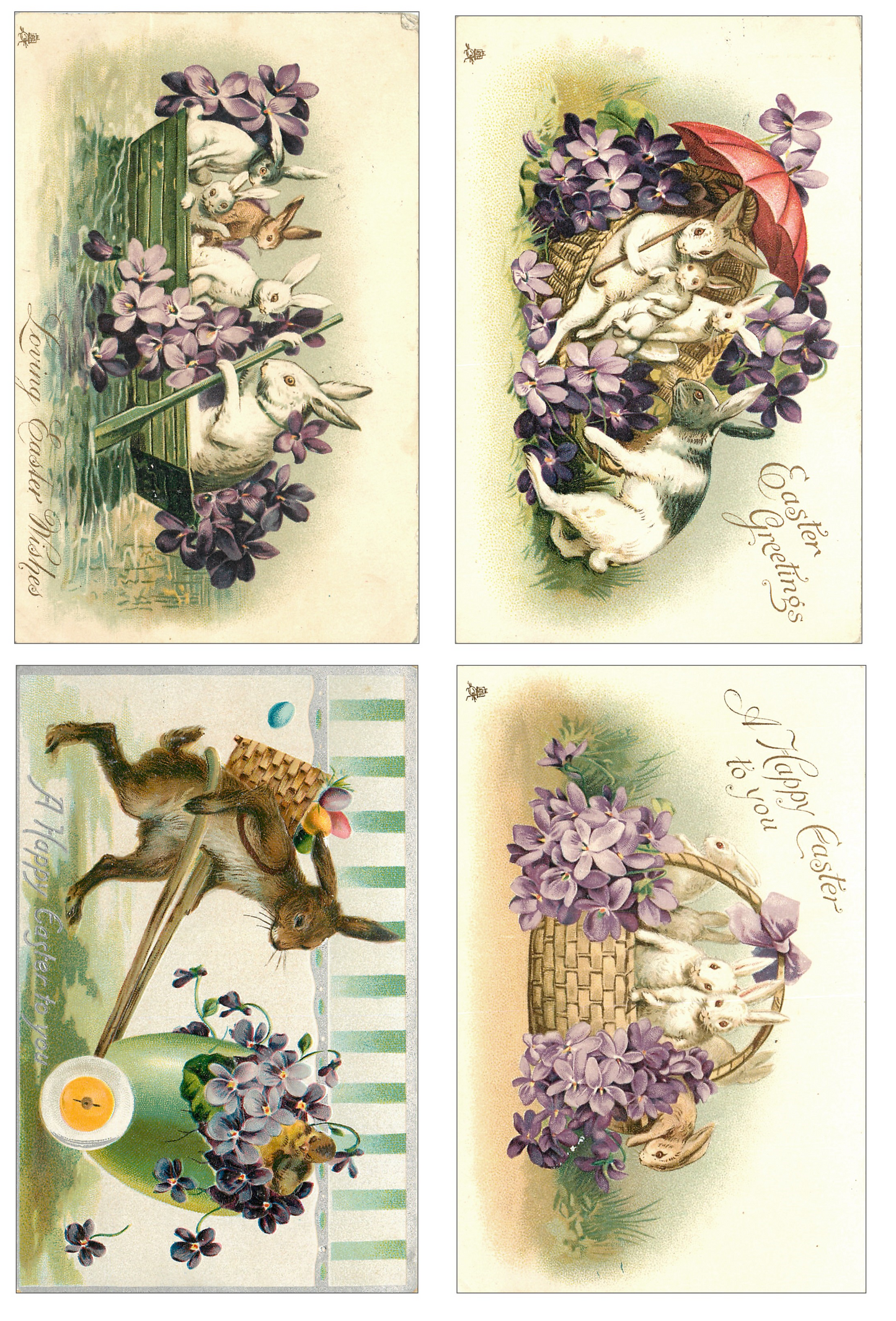 Vintage Victorian Easter Bunny Card Set Printable Retro Vintage Whimsical Ephemera Collage Elements Junk Journals, Decoupage & Scrapbooking