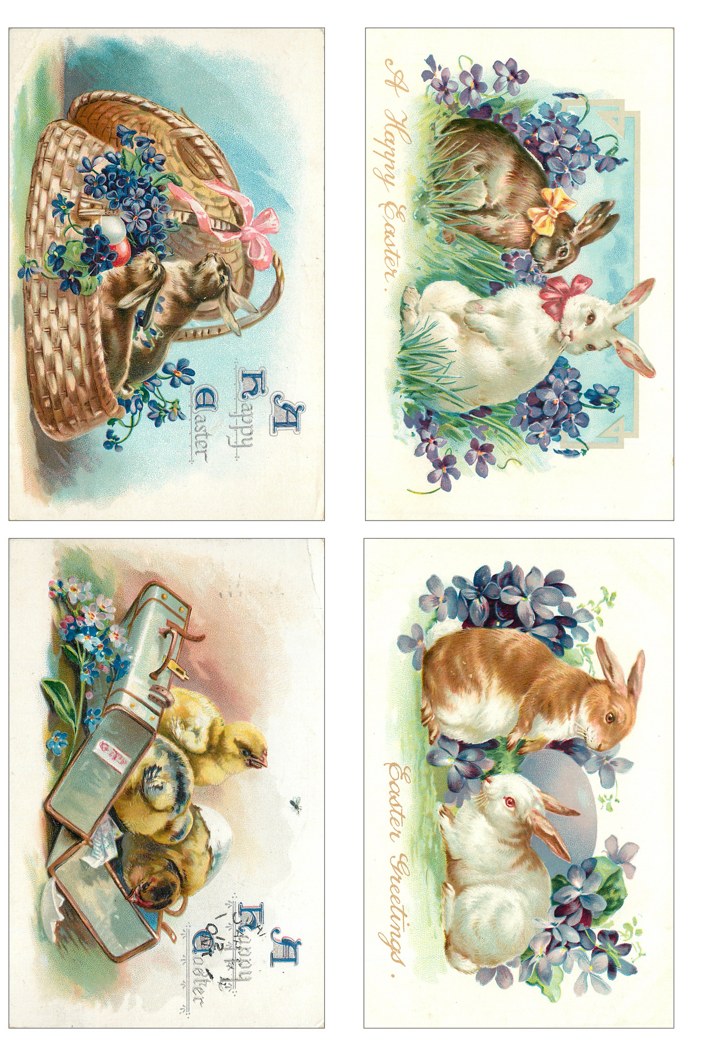 Vintage Victorian Easter Bunny Card Set Printable Retro Vintage Whimsical Ephemera Collage Elements Junk Journals, Decoupage & Scrapbooking