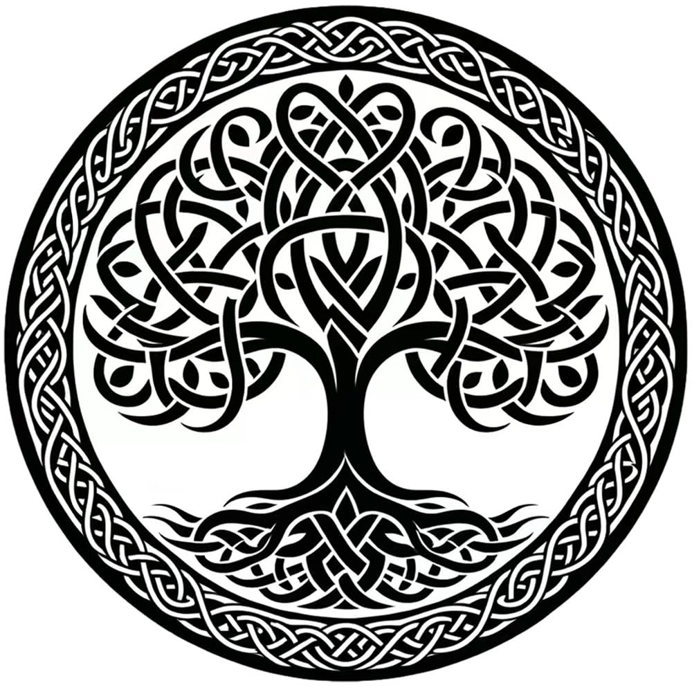 Celtic Tree of Life Tattoo Stencil Bundle – Intricate Knotwork Design for Sublimation or Ink
