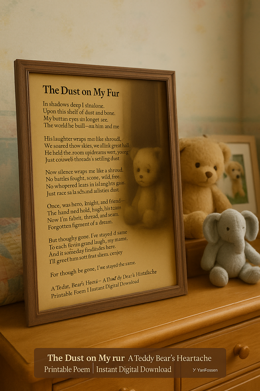 A Teddy Bears Heartache The Dust on My Fur Printable Poem Wall Art for Boys Room Nursery or Memory Shelf Digital Download