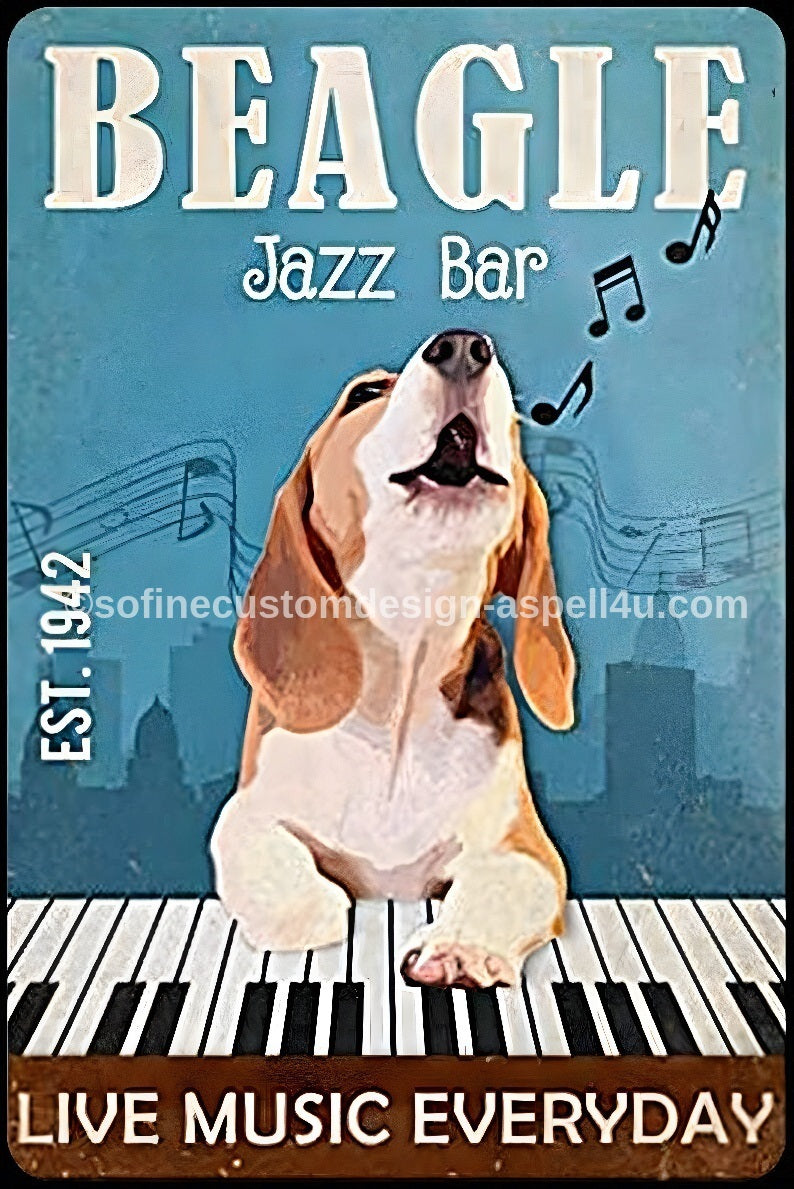 Beagle Jazz Bar and More AI Created Digital DIY Printable Canvas Poster Wall Art Craft Supply Download, Print, and Edit with your PHONE