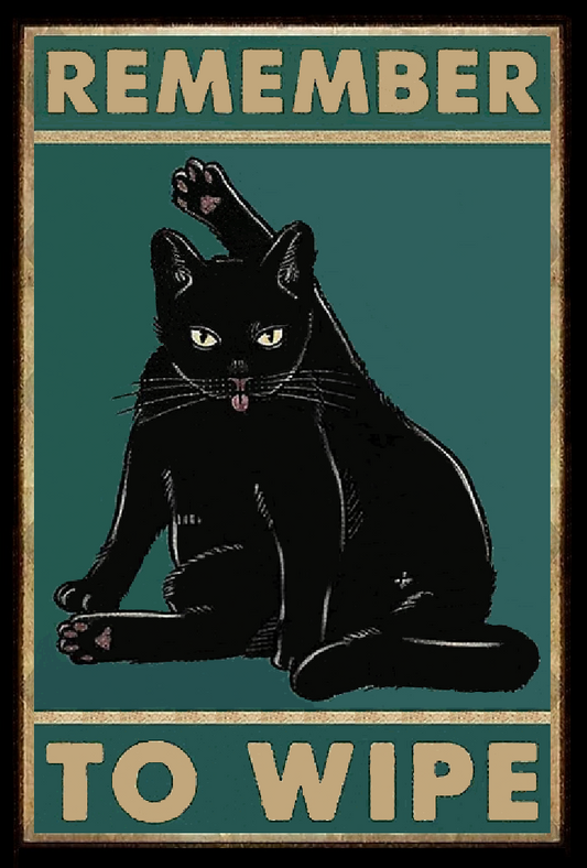 Black Cat Art - Remember To Wipe - Butt Napkins - AI Enhanced Versatile Digital Designed Instant Download Fairycore, Cottagecore, DIY Craft