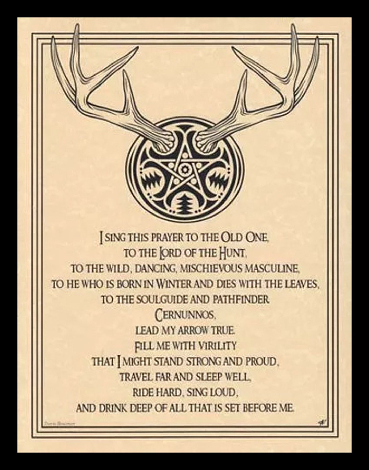 Celtic Pagan Horned God Cernunnos Prayer - Wicca Art - Altar Display - Book of Shadows Pages Education Enthusiasts Digital Download DIY Gift