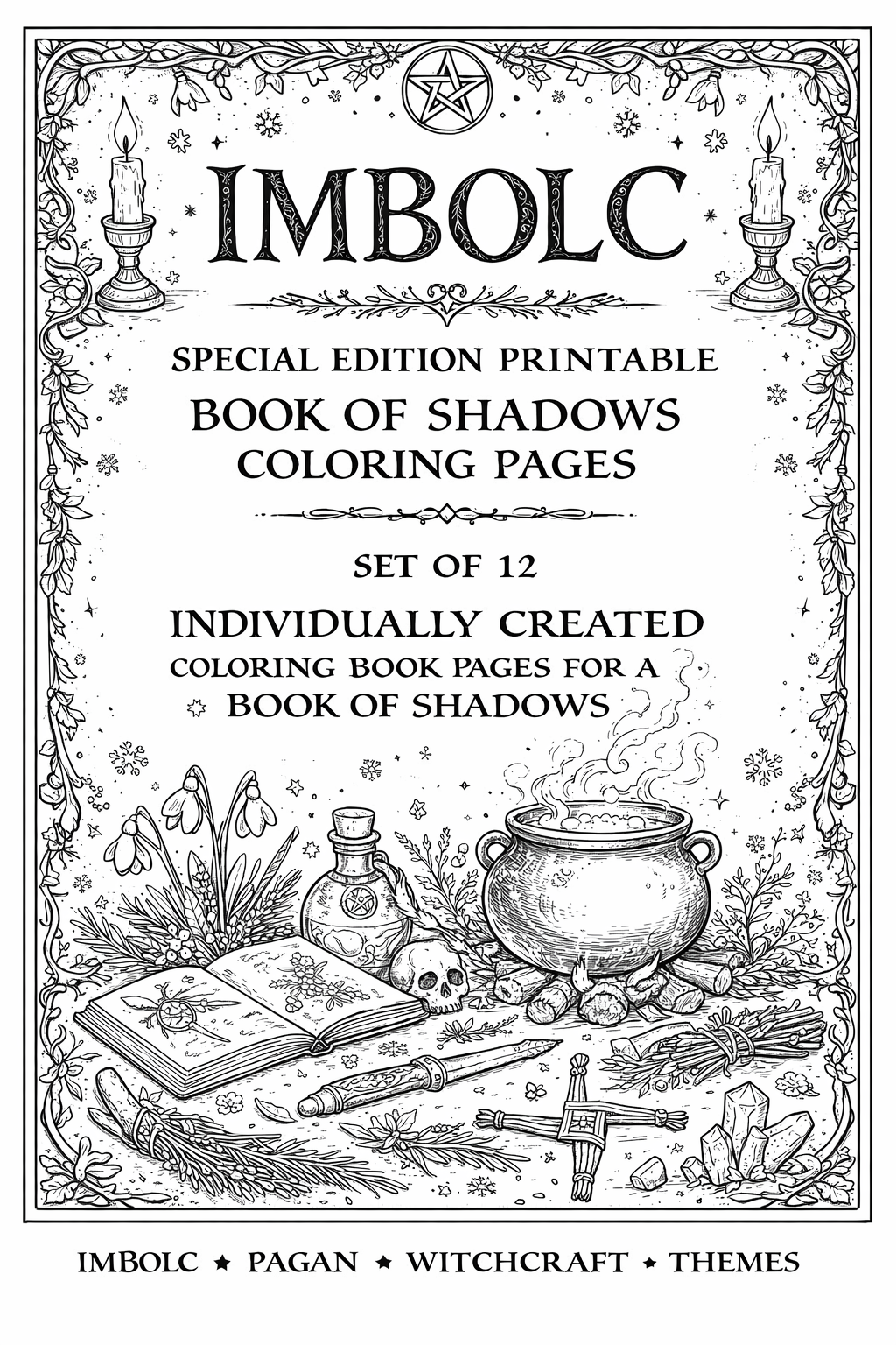 Imbolc Coloring Book Pages Printable Grimoire Pagan Sabbat Ritual Coloring Sheets Witchcraft Coloring Book Digital Download