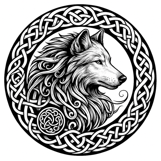 Wolf Head in Celtic Circle Fake Tattoo for Woman Man Arm Art Tattoo Sticker Punk Temporary Tattoos Digital Download Sublimation Printable Custom Art