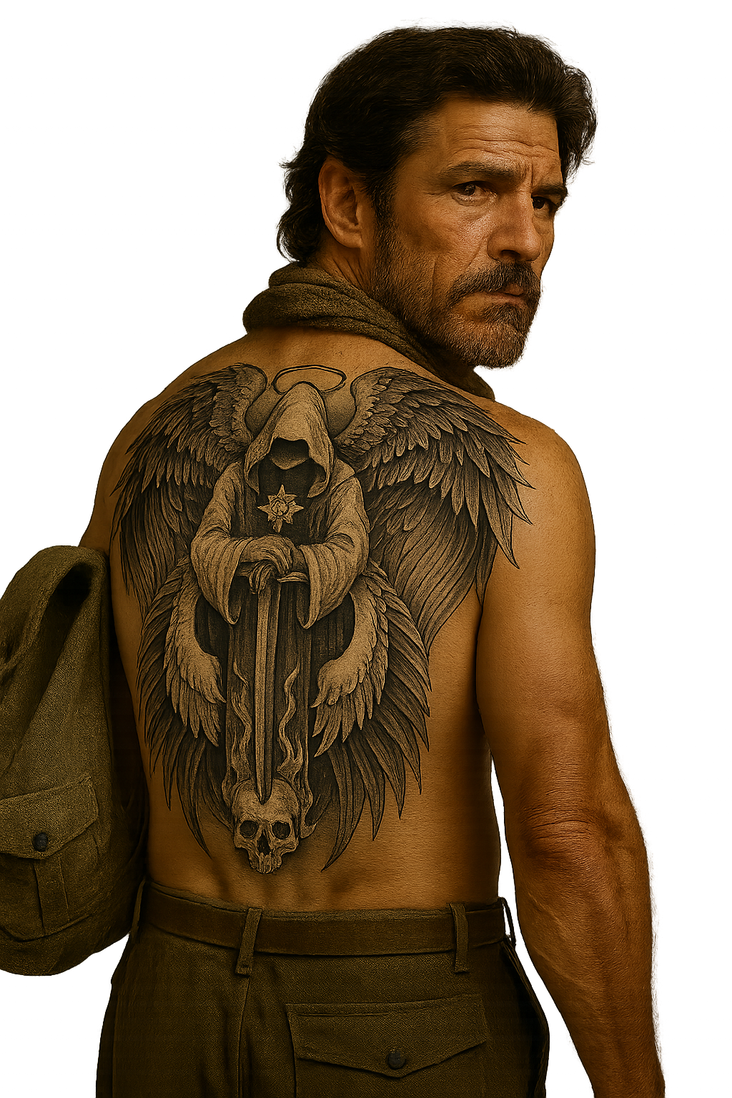 Divine Reaper Angel of Judgement Full Back Temporary Tattoo Digital Download Gothic Skull Wings Body Art Printable DIY Tattoo Flash Design