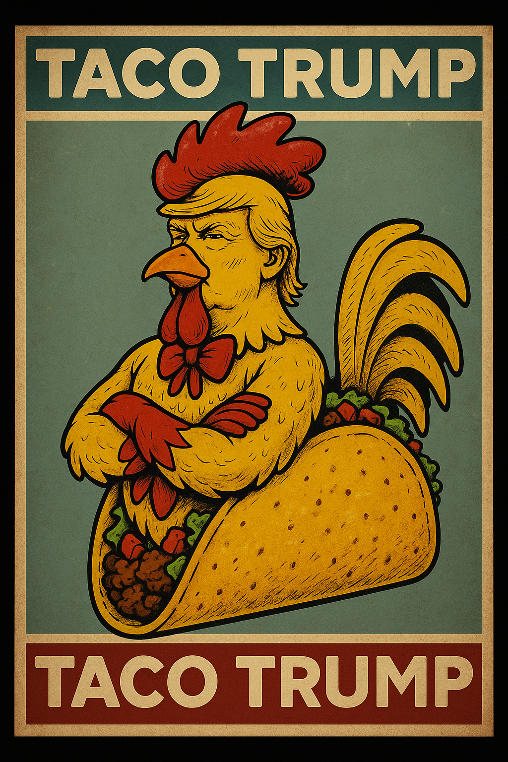 Let's Go Taco Rooster Poster Design – Transparent PNG Shirt Graphic – Funny Patriotic Printable Art for Sublimation and Apparel Use