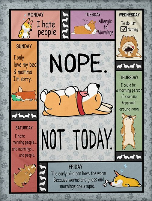 Corgi NOPE Not Today Stacked Cupcake Theft Digital Download Art Print