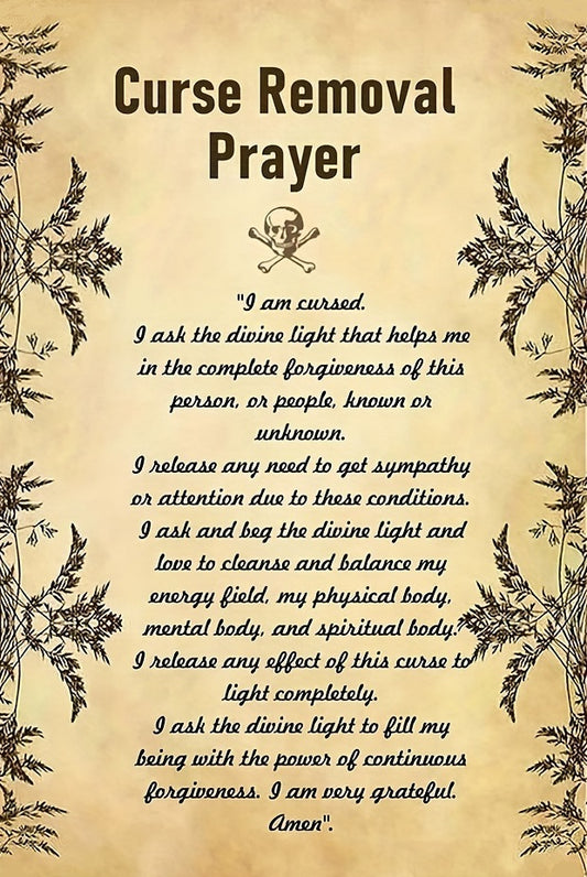 Curse Removal Prayer  Coven Halloween - AI Created Wicca Witch Design - Digital Download Art Paper for Junk Journal Scrapbook Cottage Core DIY Craft