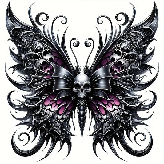 Dead Head Moth Skull Butterfly Printable Large Temporary Tattoo - Custom Digital Download Design - DIY Your Own Canvas Wall Art Poster etc