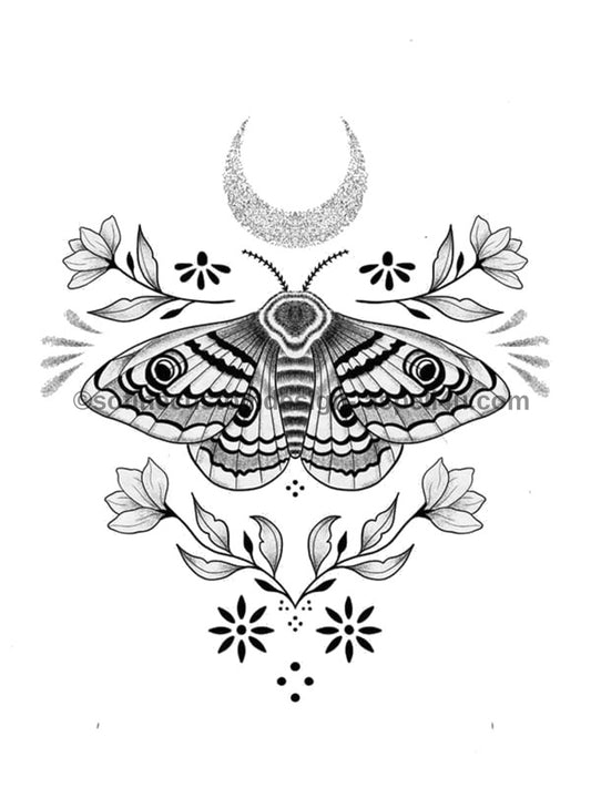 Deadhead Moth - Transparent Background - Digital Download - Canvas Poster - One of A Kind Print - Custom Made AI Designed