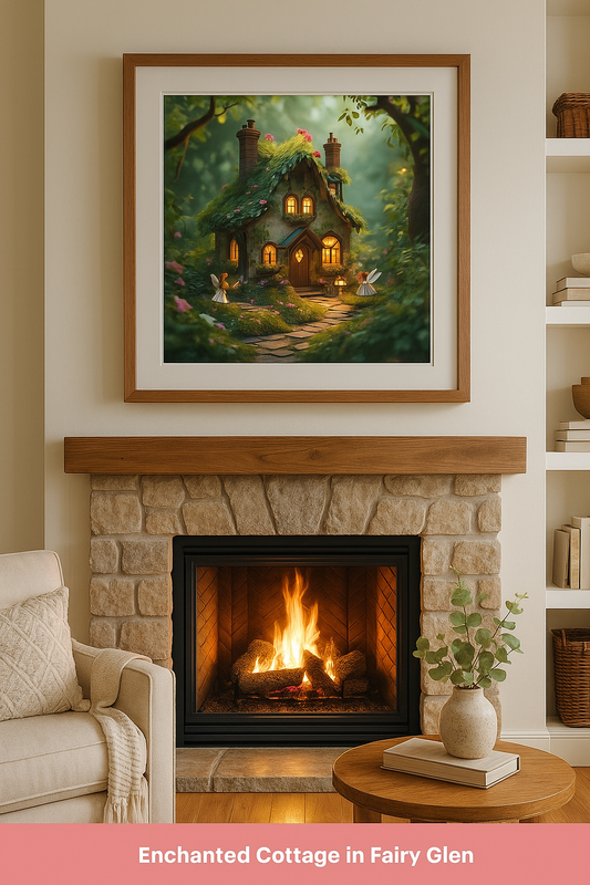 Enchanted Cottage in Fairy Glen – Fairycore Forest House Fine Art Print – Digital PNG and SVG for Whimsical Wall Decor, Sublimation, and Fantasy Crafts
