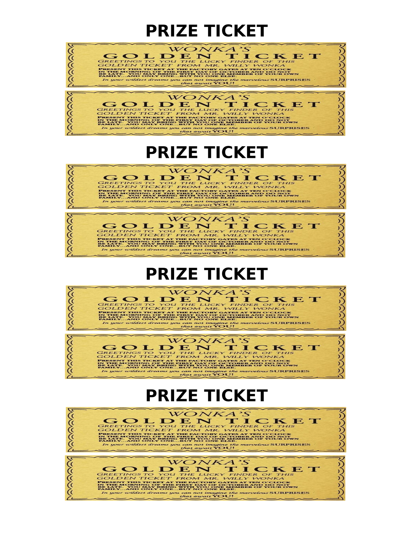 Golden Ticket Printable Download – 2-Up Landscape Layout | Instant Digital File | Classroom Reading Incentive Game | Wonka-Inspired Reward Certificate