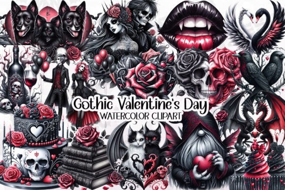 Gothic Valentine's Day Clipart PNG
