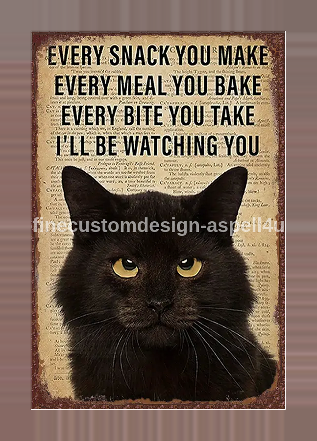 Library Page Black Cat Every Snack You Make AI Created One of a Kind Digital Download Canvas Poster Wall Art DIY Printable DIY Craft Supply