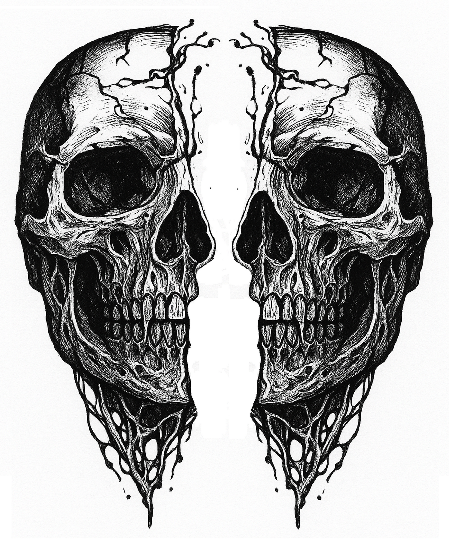 Realistic Skull Temporary Tattoo Horror Cosplay Body Art Hyper-detailed DIY skull tattoo design for horror cosplay statement piece