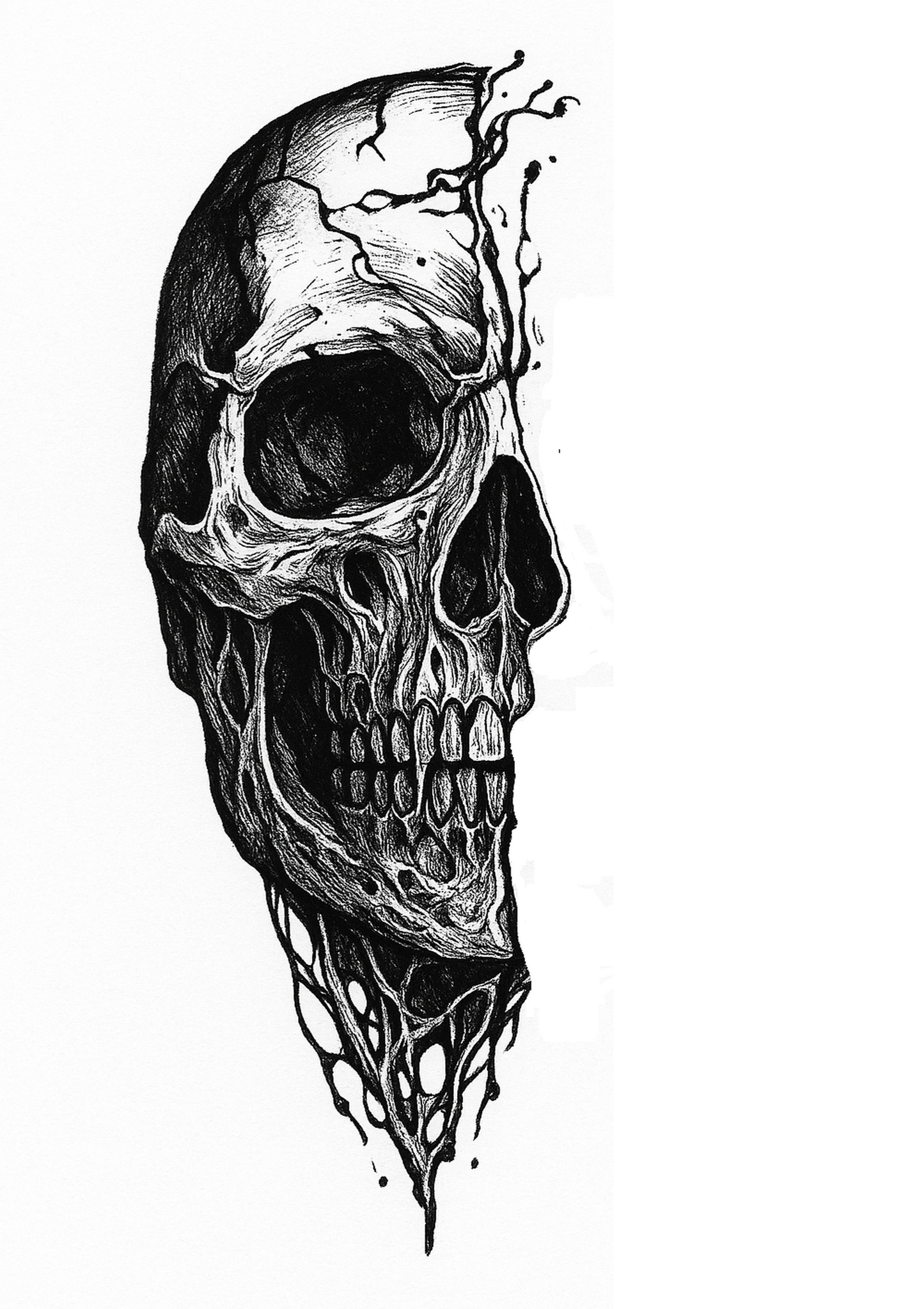 Realistic Skull Temporary Tattoo Horror Cosplay Body Art Hyper-detailed DIY skull tattoo design for horror cosplay statement piece