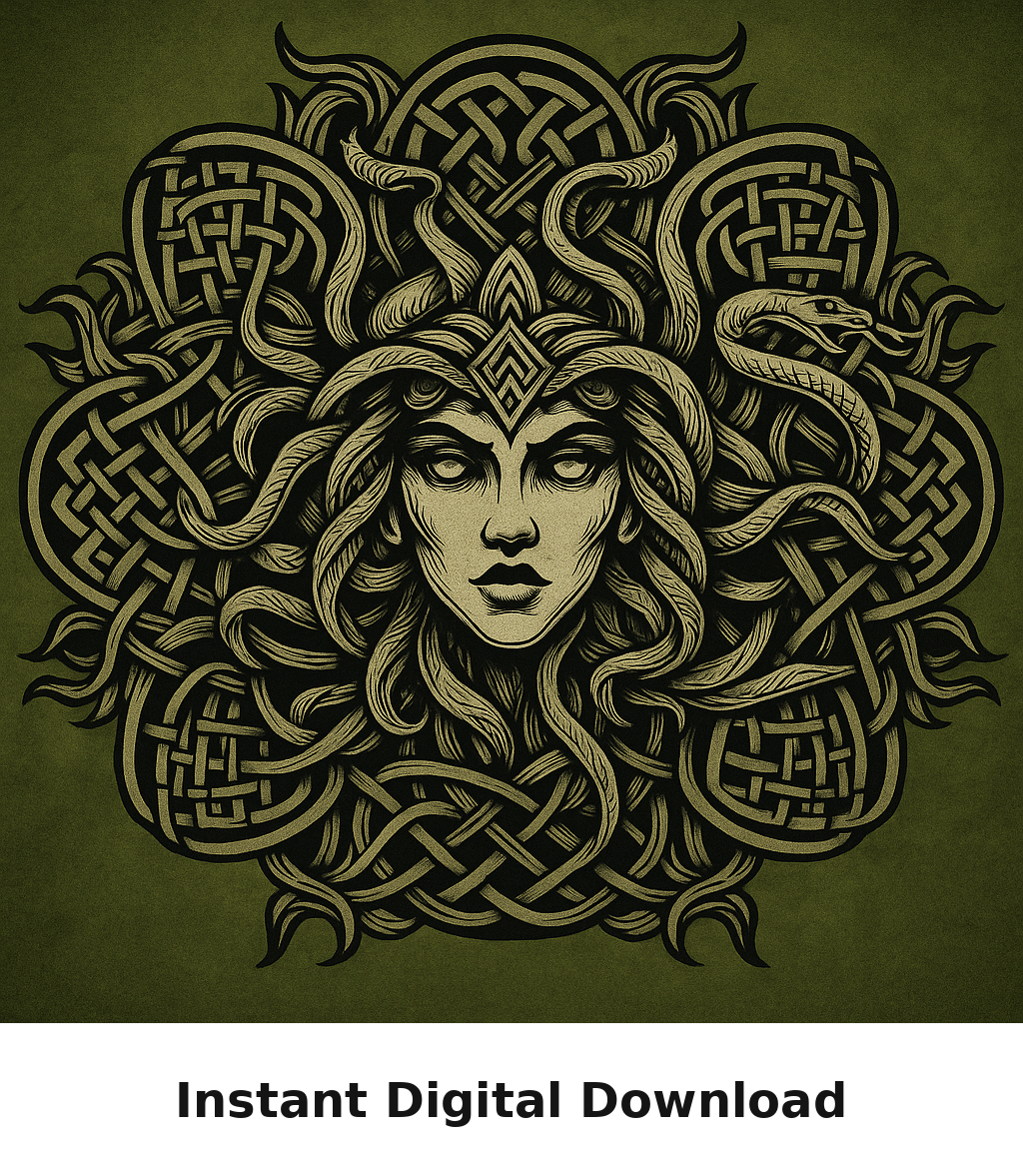 Mystic Creatures and Totem Art Bundle – 11 Tribal Fantasy Designs | Celtic Wizard Medusa Owl Mermaid Ravens and More – 4K Transparent PNG Download