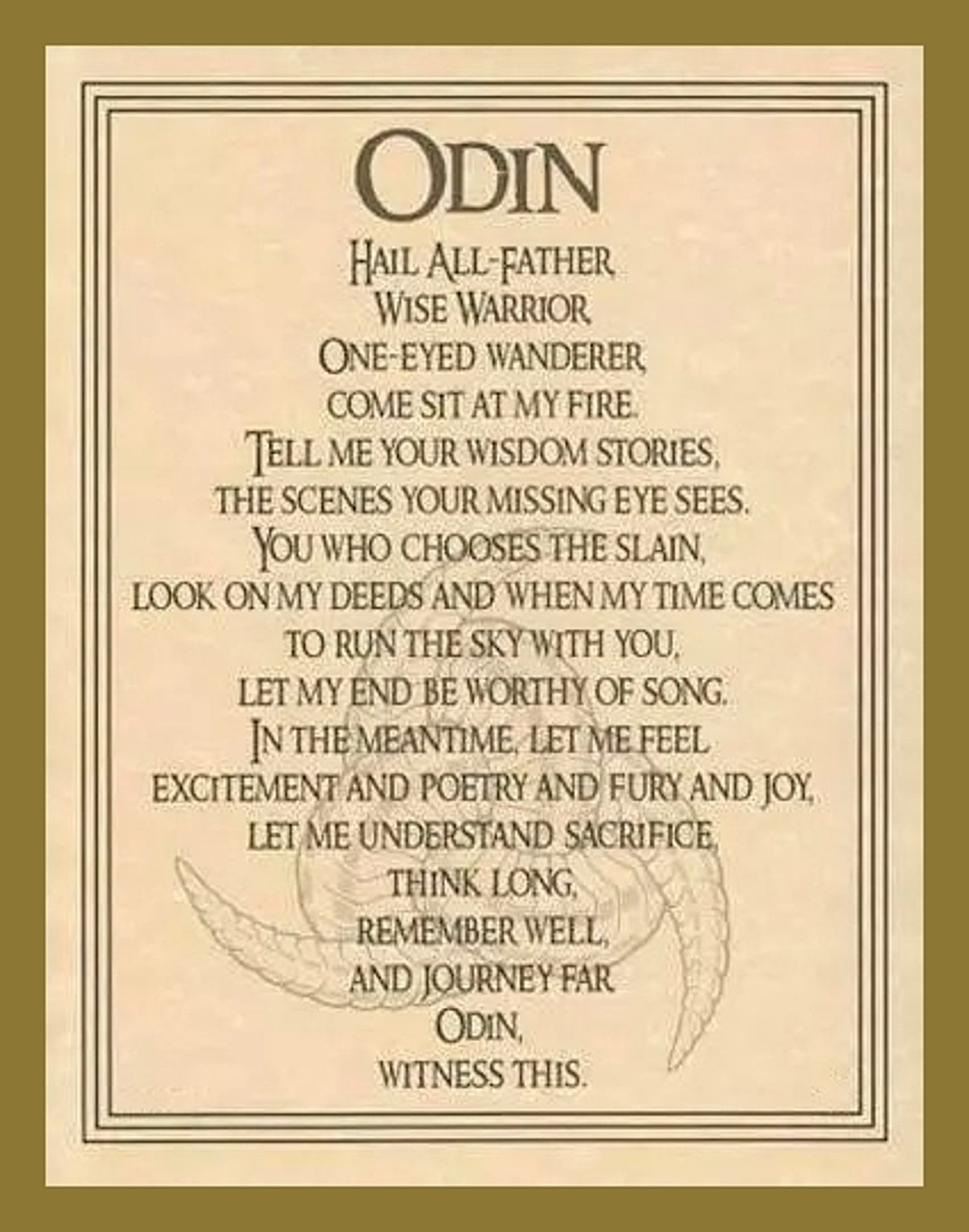 Odin Norse Pagan God Prayer - Wicca Witchcraft Art - Altar Display - Book of Shadows Pages - Education Enthusiasts Digital Download DIY Gift