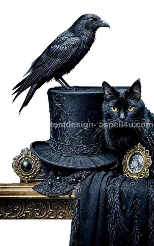 Poe Raven and Black Familiar AI Created One of a Kind Digital Download Canvas Poster Wall Art Print DIY Printable Gift Make Your Own Crafts