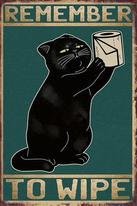 Black Cat Art - Remember To Wipe - Butt Napkins - AI Enhanced Versatile Digital Designed Instant Download Fairycore, Cottagecore, DIY Craft
