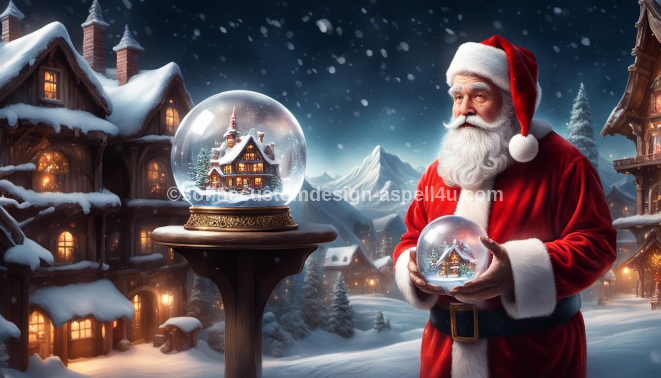 Santa with a Snow Globe AI Created One of a Kind Digital Download Canvas Poster Wall Art DIY Printable Gift Make Your Own Crafts