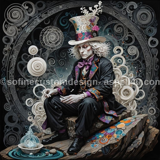 Steampunk Mad Hatter Wonderland AI Created One of a Kind Digital Download Canvas Poster Wall Art Print DIY Printable Gift DIY Your Own Craft