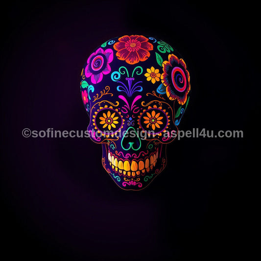 Sugar Skull Transparent Background AI Created One of a Kind Digital Download Canvas Poster Wall Art Print DIY Printable Make Your Own Crafts
