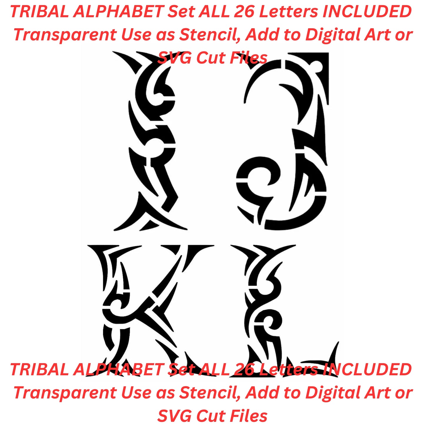 Tribal Alphabet Set AI Created One of a Kind Digital Download Canvas Poster Wall Art DIY Printable PNG SVG