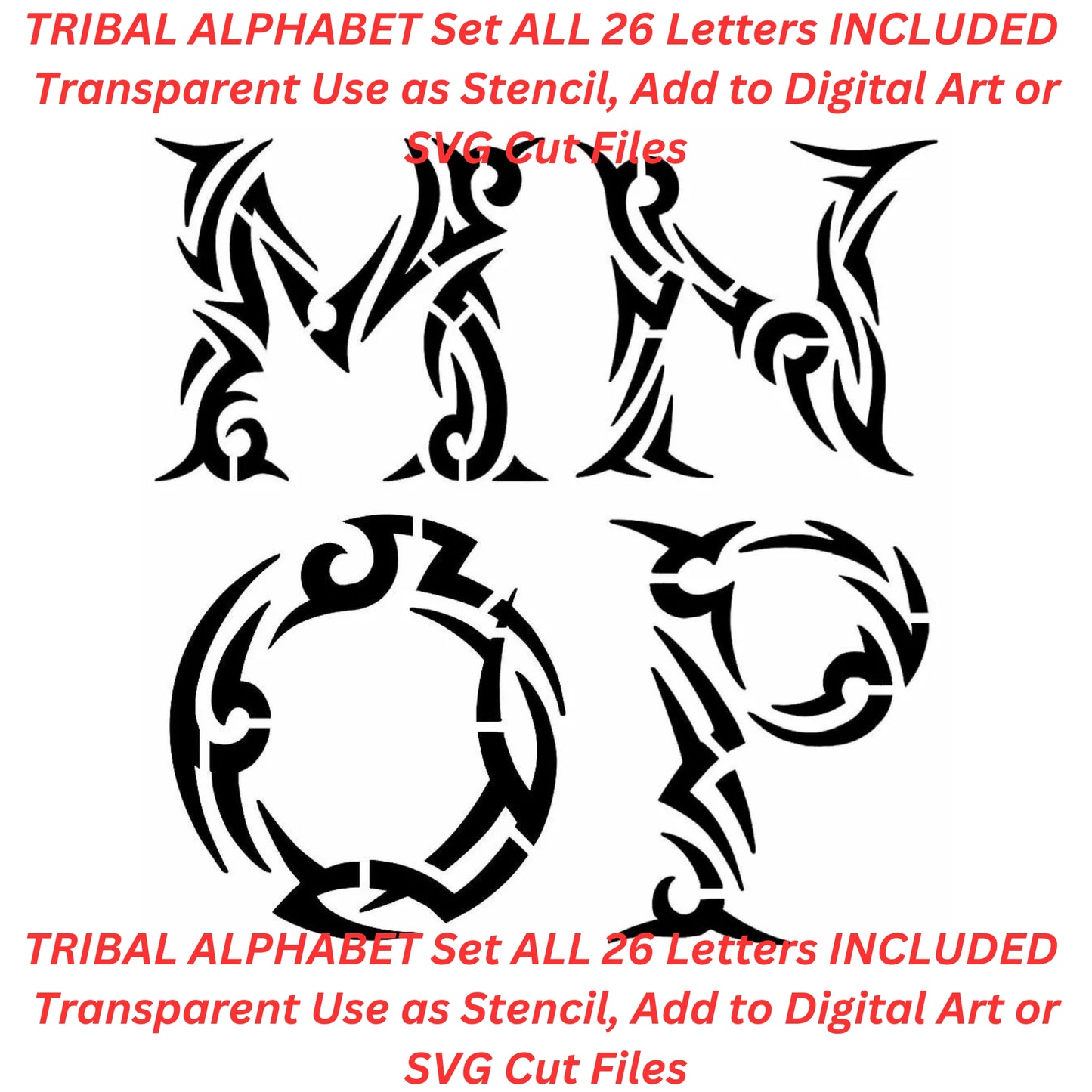 Tribal Alphabet Set AI Created One of a Kind Digital Download Canvas Poster Wall Art DIY Printable PNG SVG