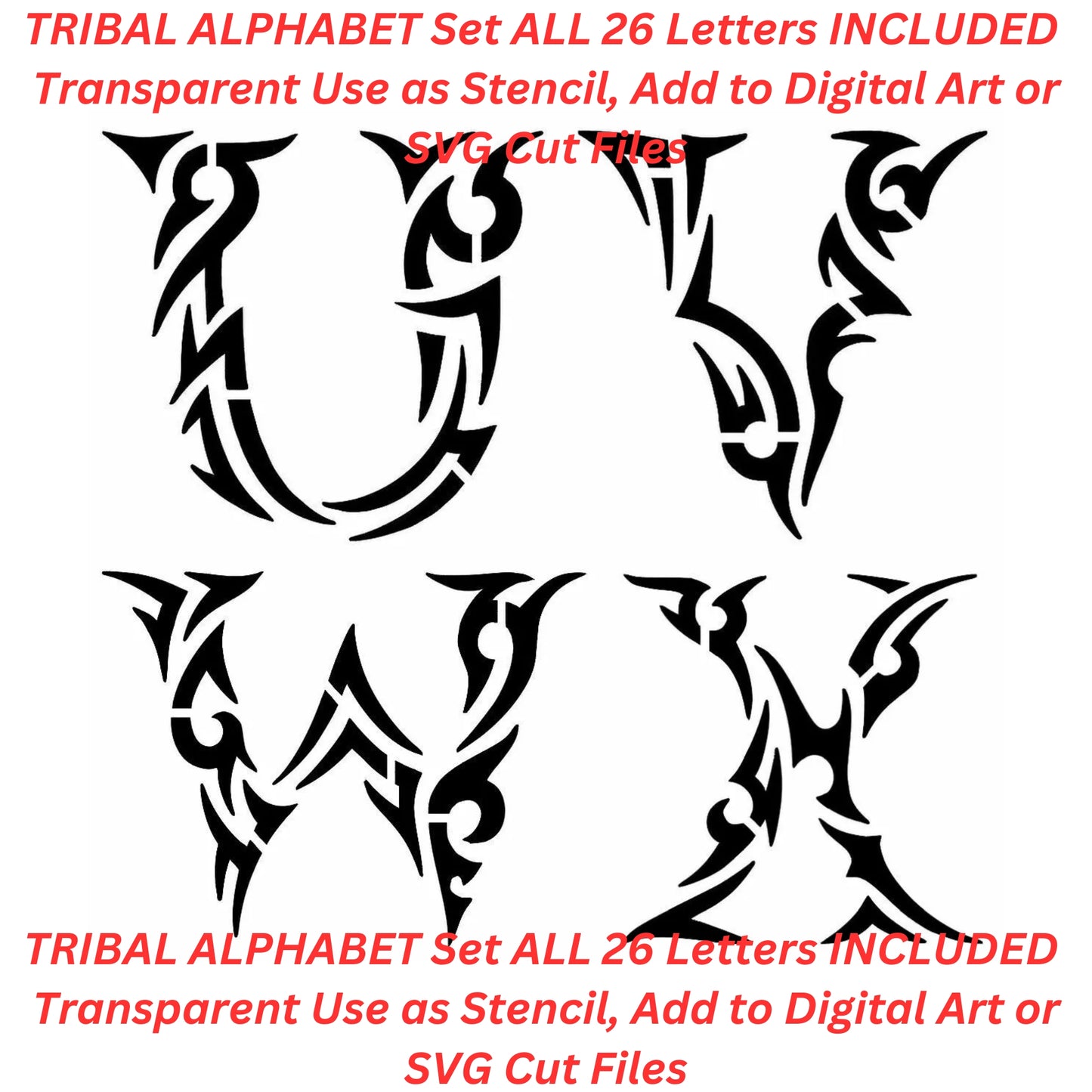 Tribal Alphabet Set AI Created One of a Kind Digital Download Canvas Poster Wall Art DIY Printable PNG SVG