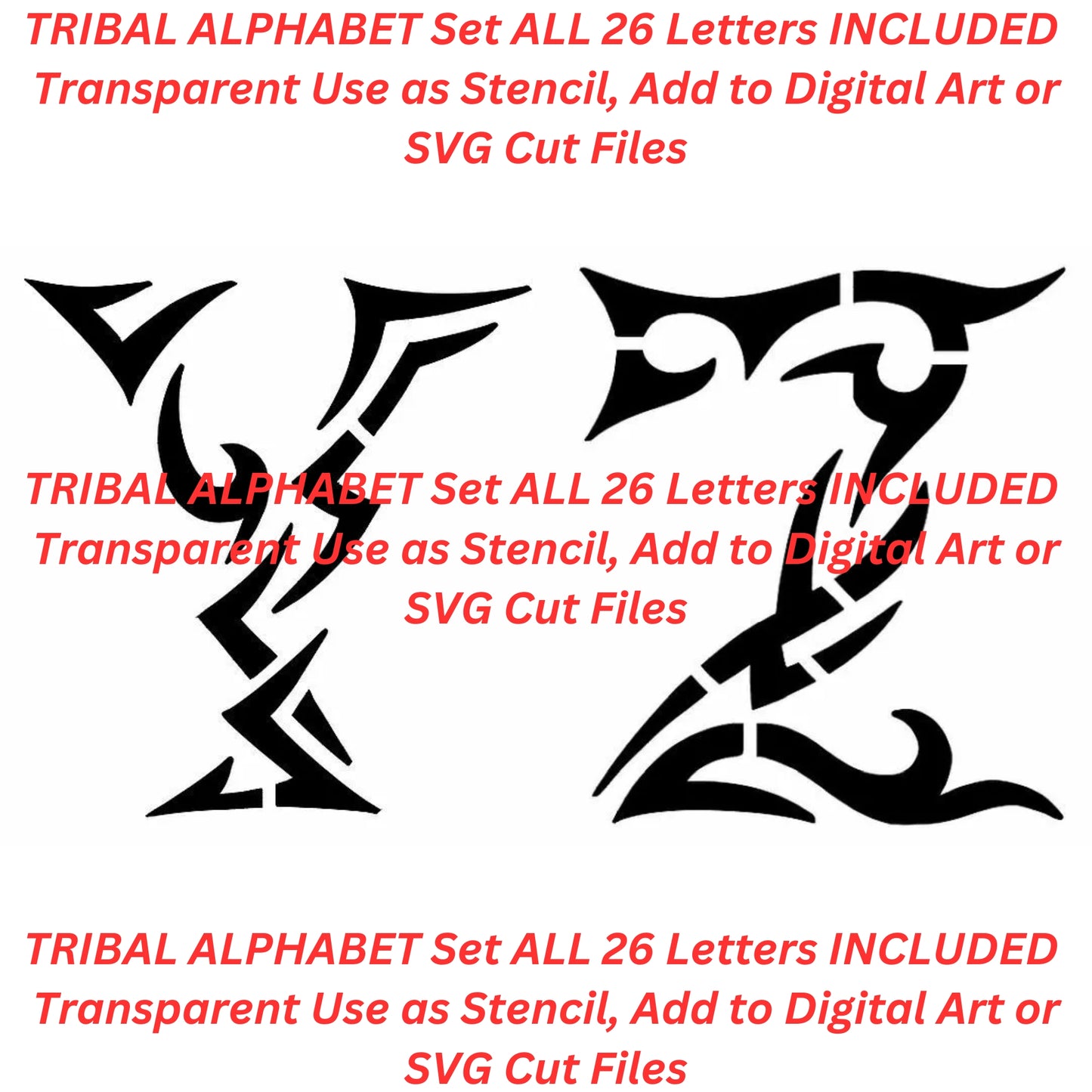 Tribal Alphabet Set AI Created One of a Kind Digital Download Canvas Poster Wall Art DIY Printable PNG SVG