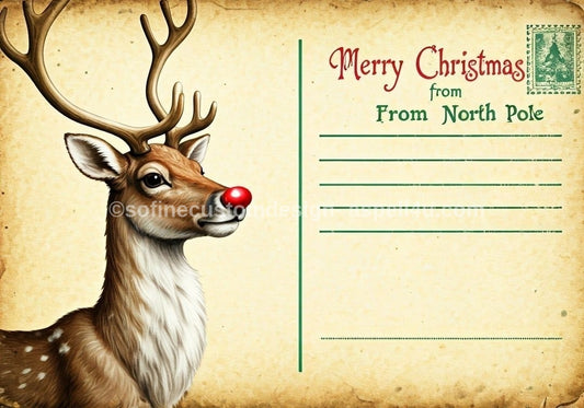 Vintage North Pole Post Card AI Created One of a Kind Digital Download Canvas Poster Wall Art Print DIY Printable Gift Make Your Own Crafts