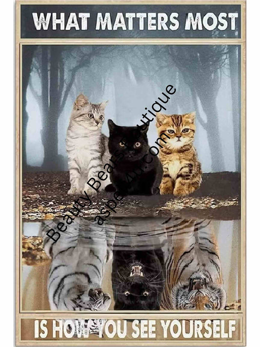Black Cat What Matters Most is How You See Yourself - Create Your Own Art - Digital Download - Custom Wall Print - Retro Vintage Style DIY Art