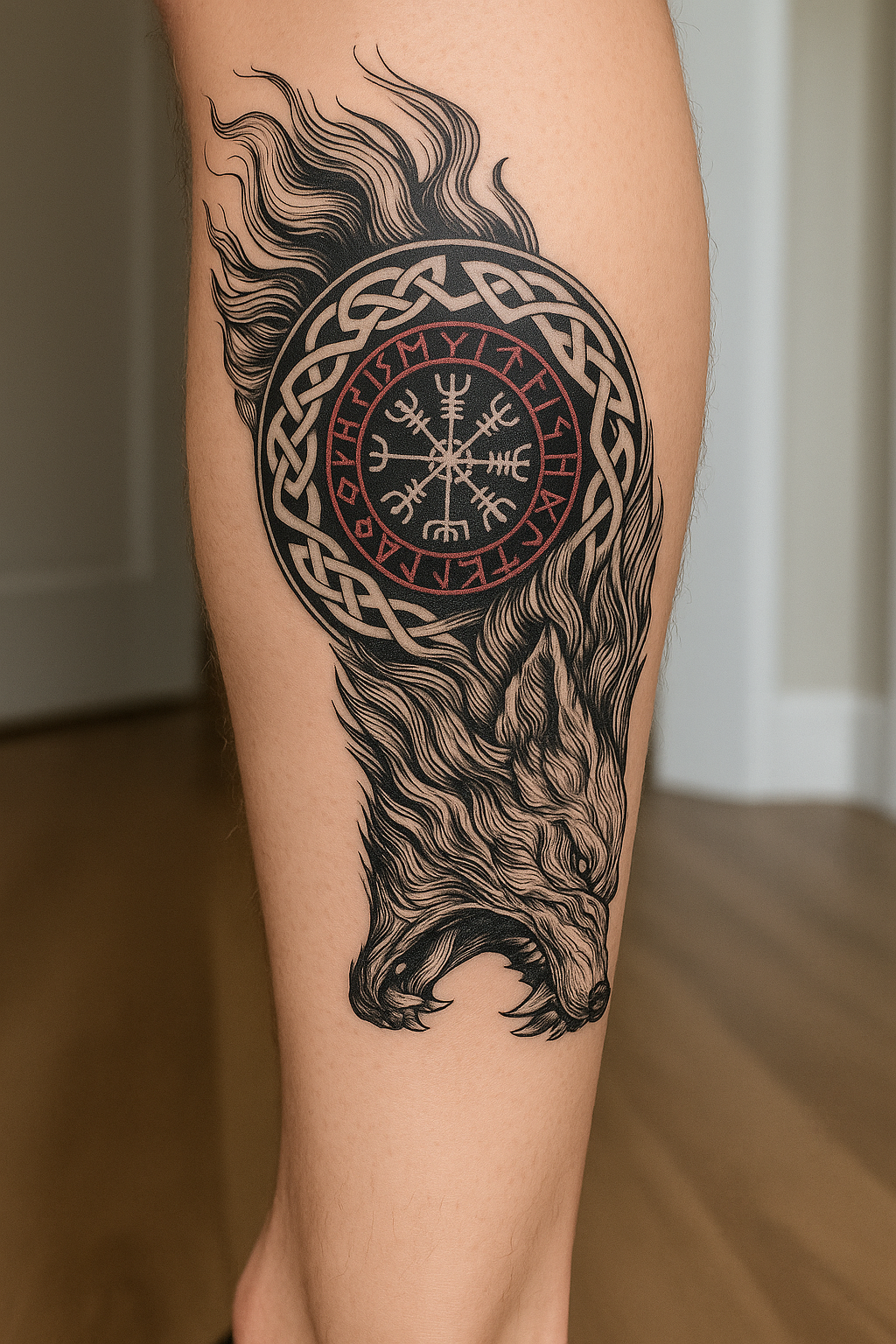 Wolf Head Fake Tattoo for Woman Man Arm Art Totem Tattoo Sticker Punk Temporary Tattoos Digital Download Sublimation Printable Custom Art