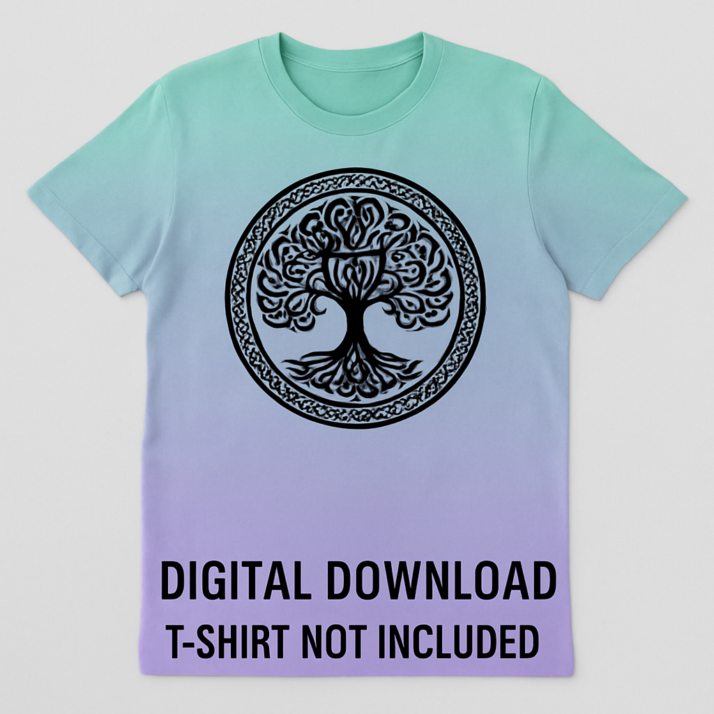 Yggdrasil Tree of Life Tattoo Design – Viking Norse Symbol – Celtic Knotwork Odin Art – Digital Download PNG SVG File for Cricut & Print
