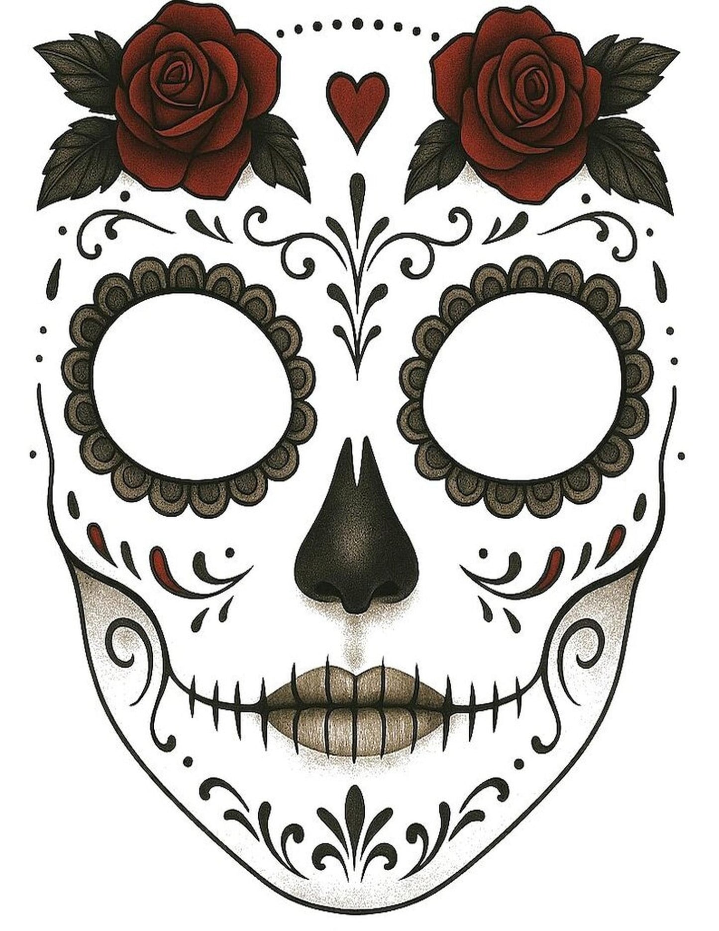 Print Your Day of the Dead Face Mask Tattoo Design for Halloween Costume, Sugar Skull Art, Instant Download, DIY Temporary Ink (Copy)