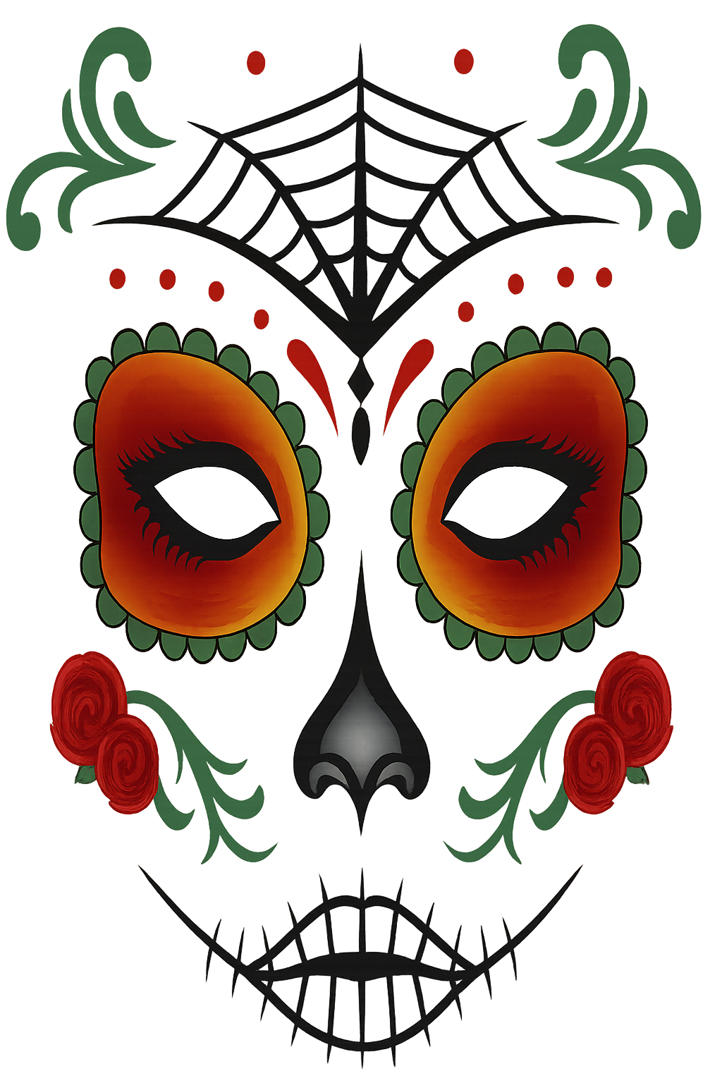 Print Your Day of the Dead Face Mask Tattoo Design for Halloween Costume, Sugar Skull Art, Instant Download, DIY Temporary Ink (Copy)