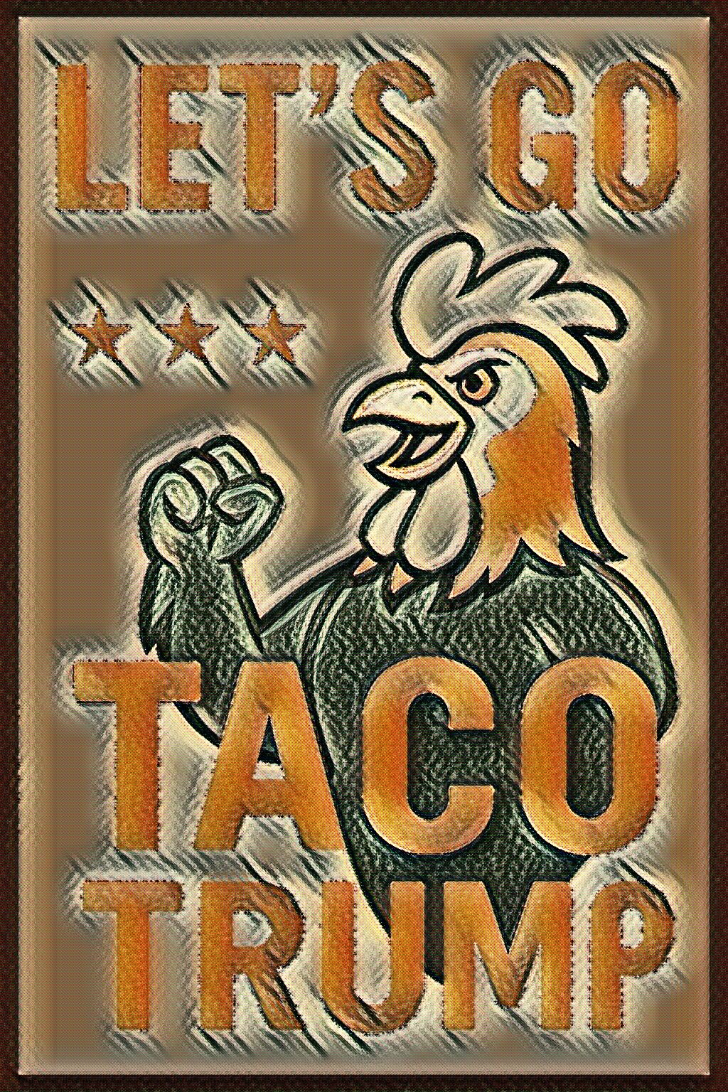 Let's Go Taco Rooster Poster Design – Transparent PNG Shirt Graphic – Funny Patriotic Printable Art for Sublimation and Apparel Use