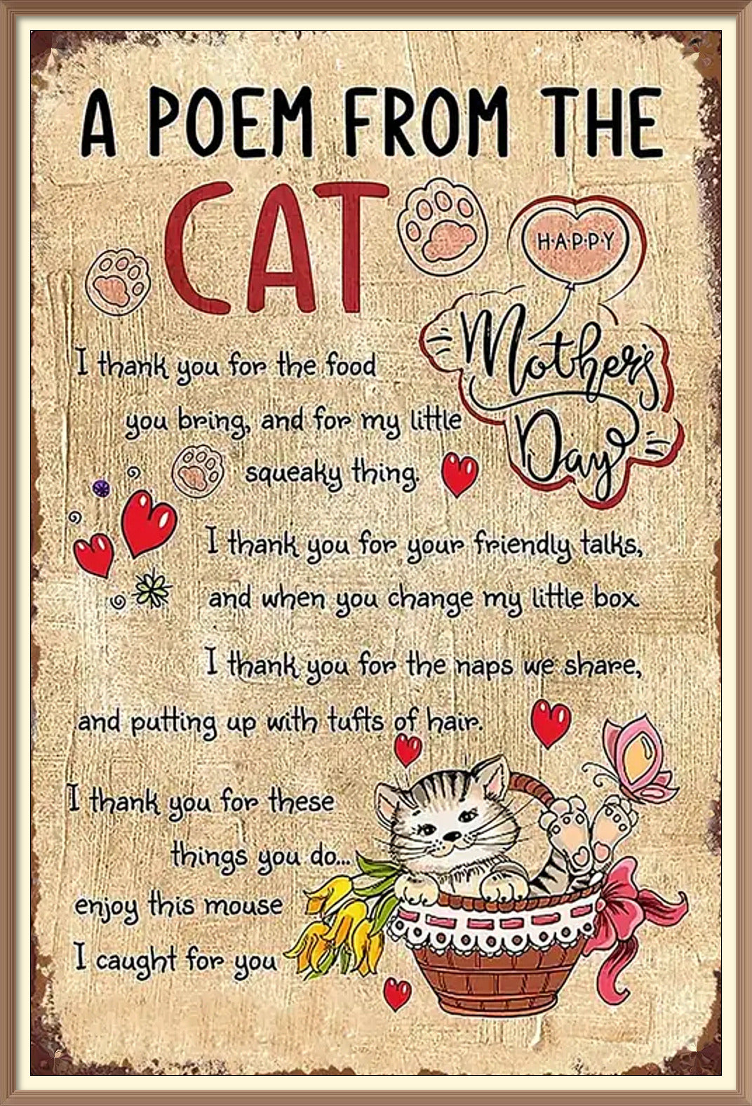 A Poem From The Cat - Create Your Own Art - Digital Download - Custom Wall Print - Retro Vintage Style DIY Art - Gift for Friend