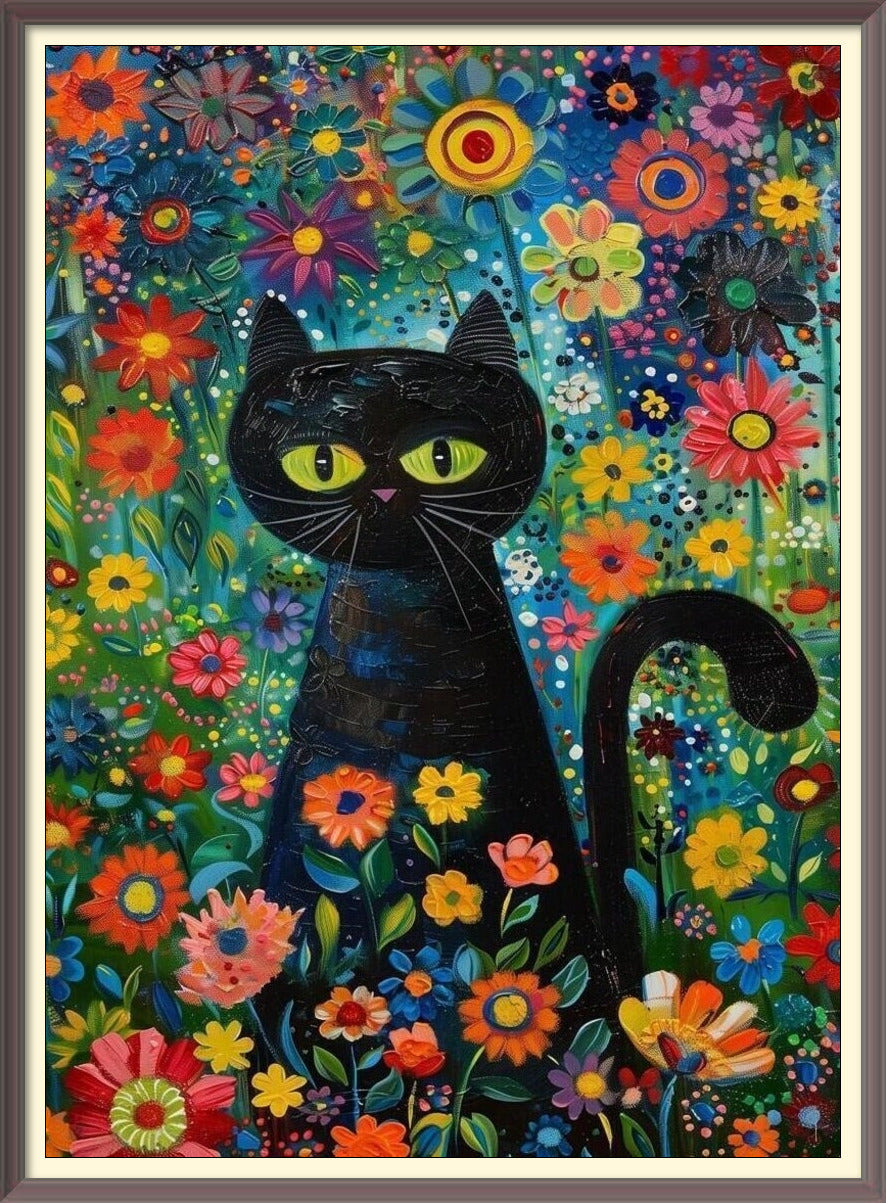Abstract Cat Digital Download – Celtic Feline Picasso Style Art