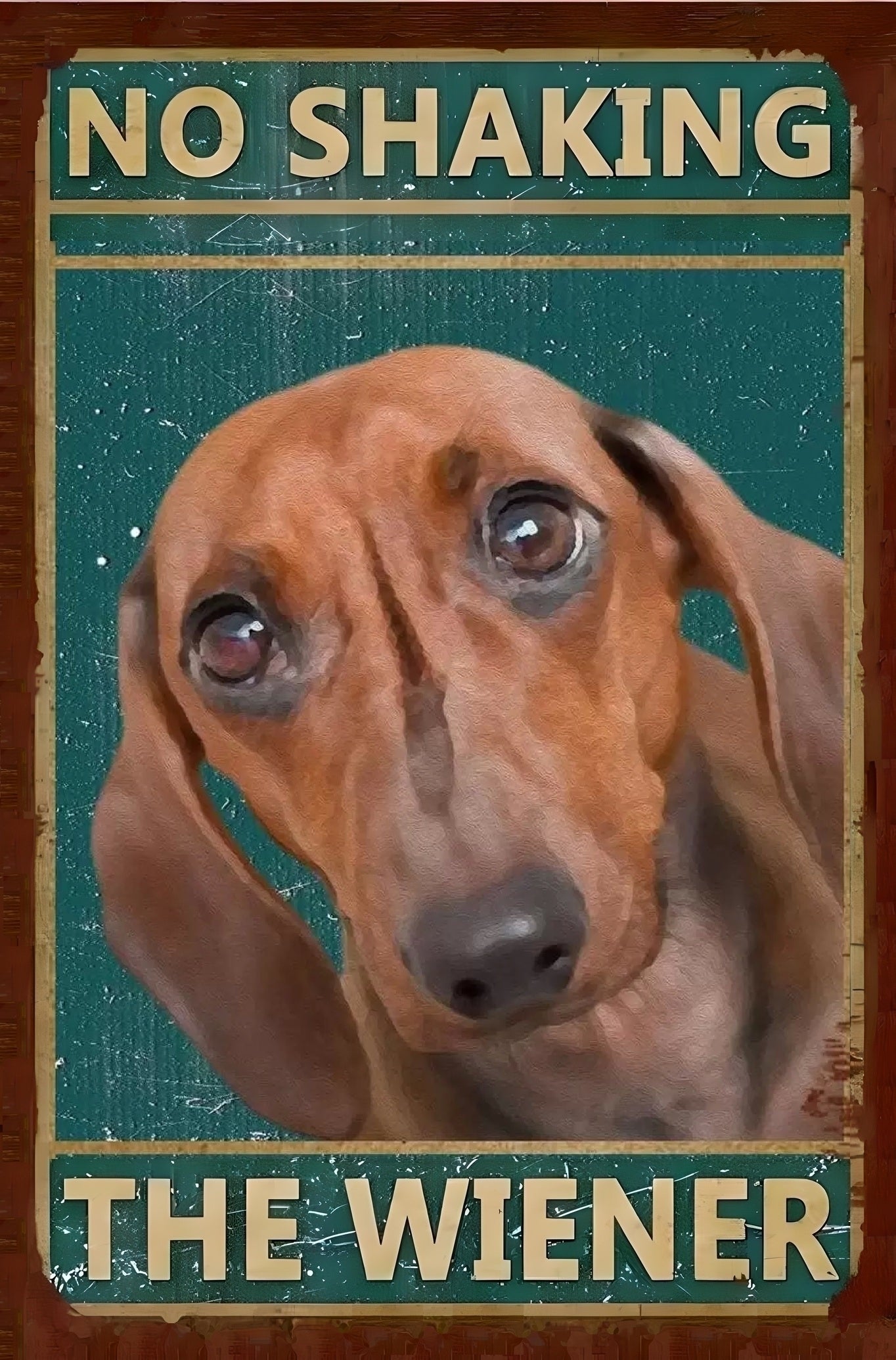 No Shaking the Weiner Dachshund Art - AI Enhanced Hand Crafted Original Retro Style Home Decor - Digital Download - Custom Designed Art