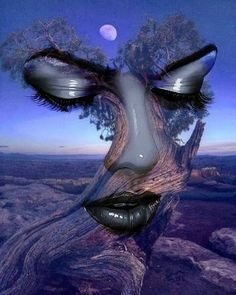 Face In The Forest - AI Enhanced Hand Crafted Original Retro Style Home Decor - Digital Download - Custom Designed Art