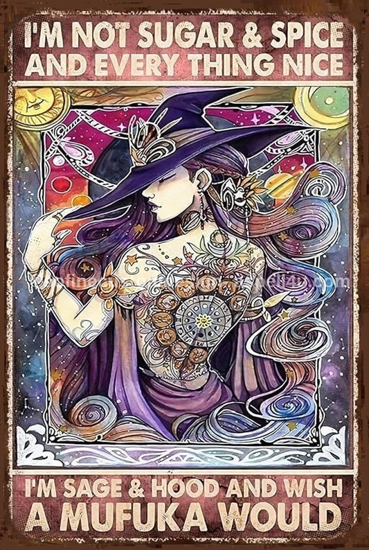 I Am Not Sugar and Spice - Wicca Coven Art - Digital Download Poster, Canvas Print, Wall Art, Spell Page, Junk Journal, Cottage Core DIY Art