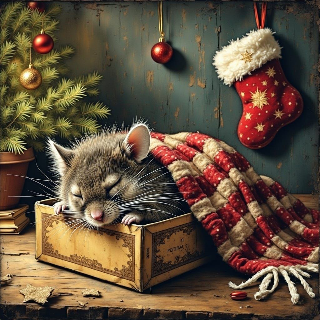 A Few Sleeps Left Before Christmas Mouse and Cat AI Created One of a Kind Digital Download Canvas Poster Wall Art Printable DIY Craft Supply