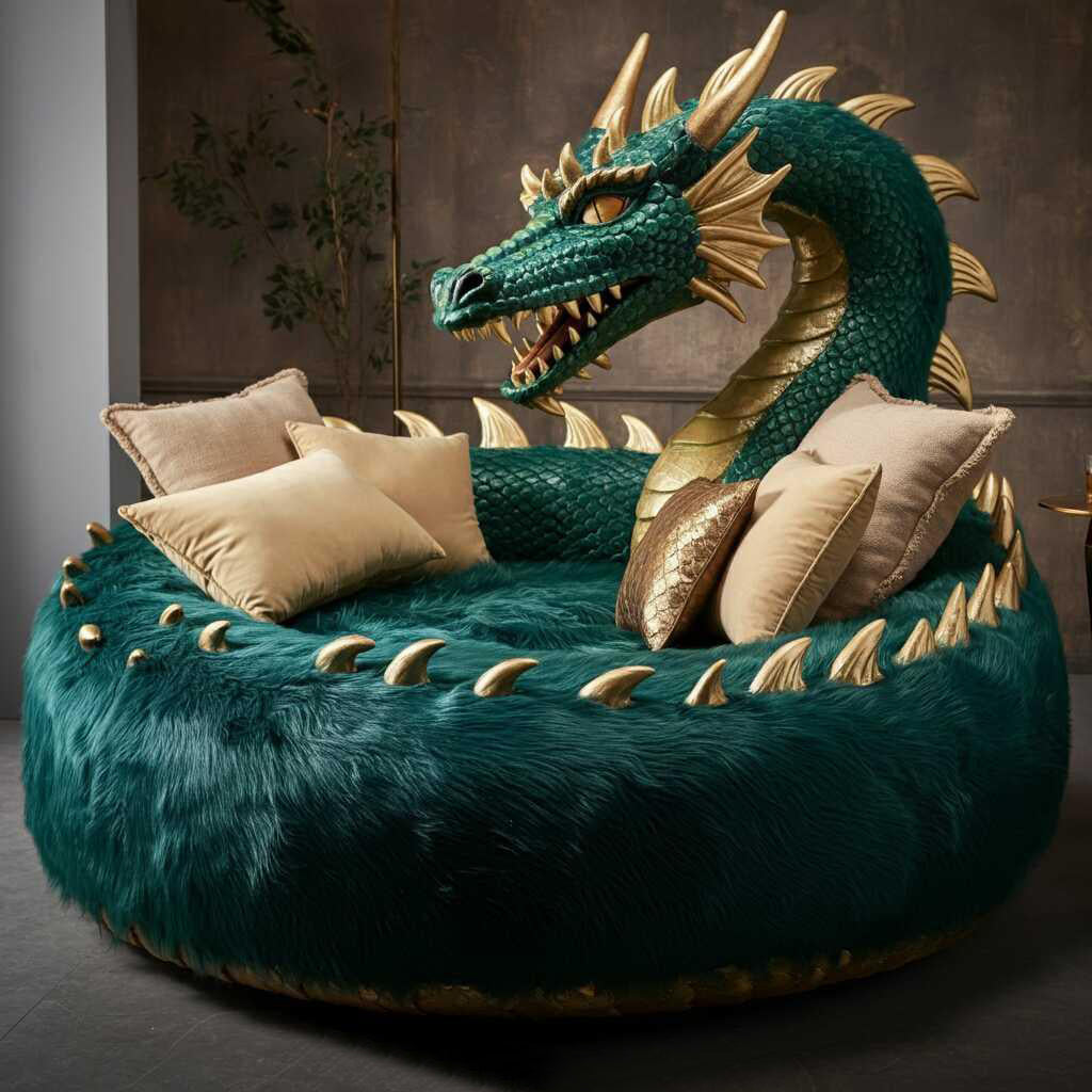 π₯ Giant Dragon Lounger β Mythical Comfort, Oversized Fantasy Seating π₯